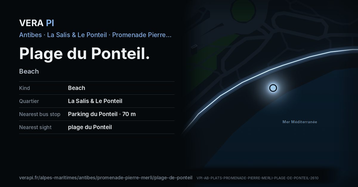 The VERA PI card for Plage du Ponteil