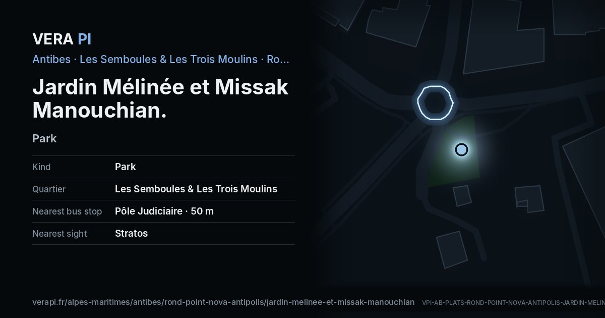 The VERA PI card for Jardin Mélinée et Missak Manouchian