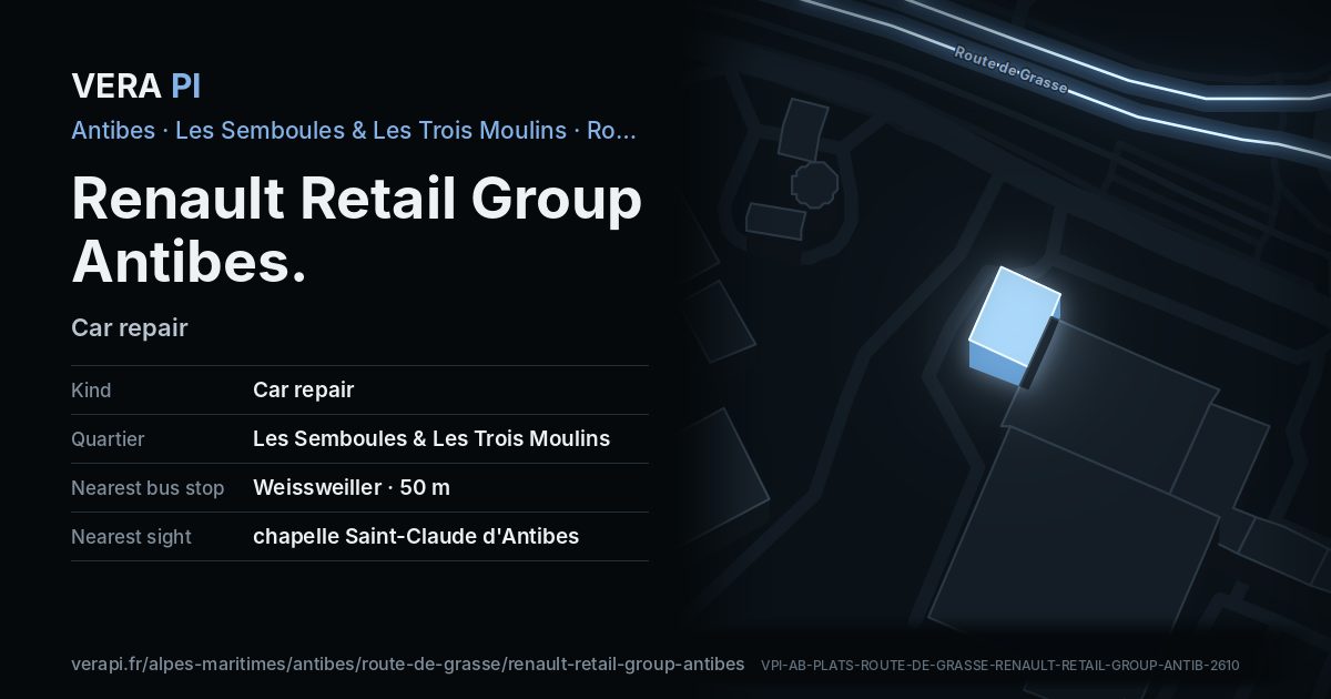 The VERA PI card for Renault Retail Group Antibes