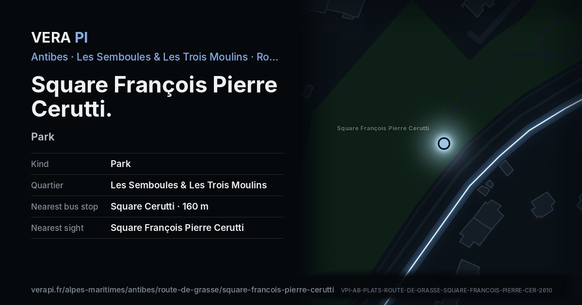The VERA PI card for Square François Pierre Cerutti