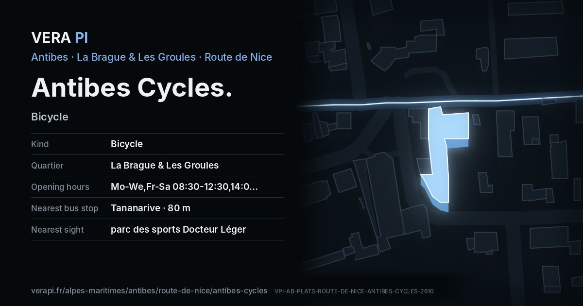 The VERA PI card for Antibes Cycles