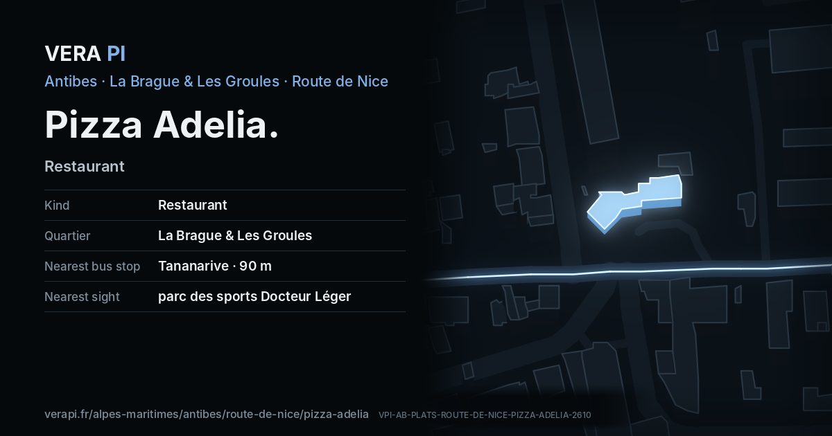 The VERA PI card for Pizza Adelia