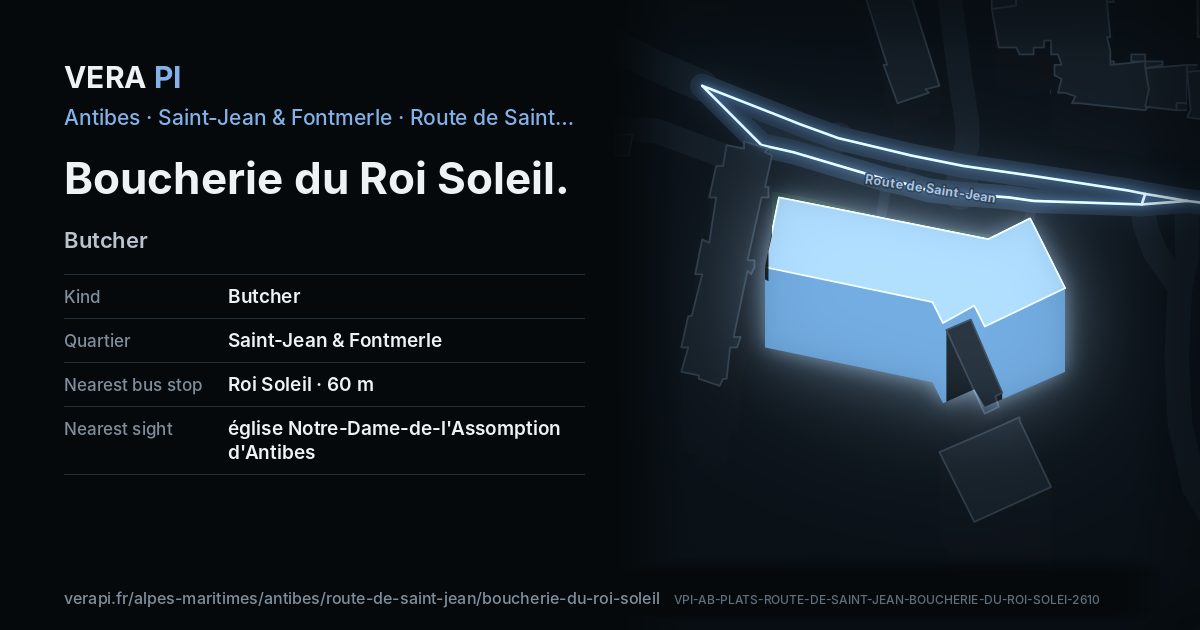 The VERA PI card for Boucherie du Roi Soleil