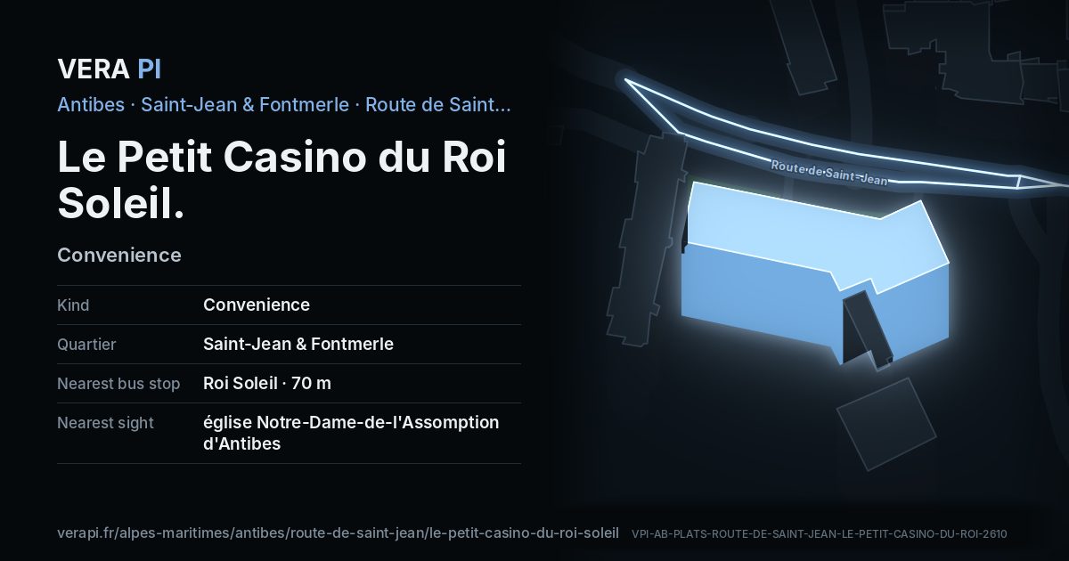 The VERA PI card for Le Petit Casino du Roi Soleil