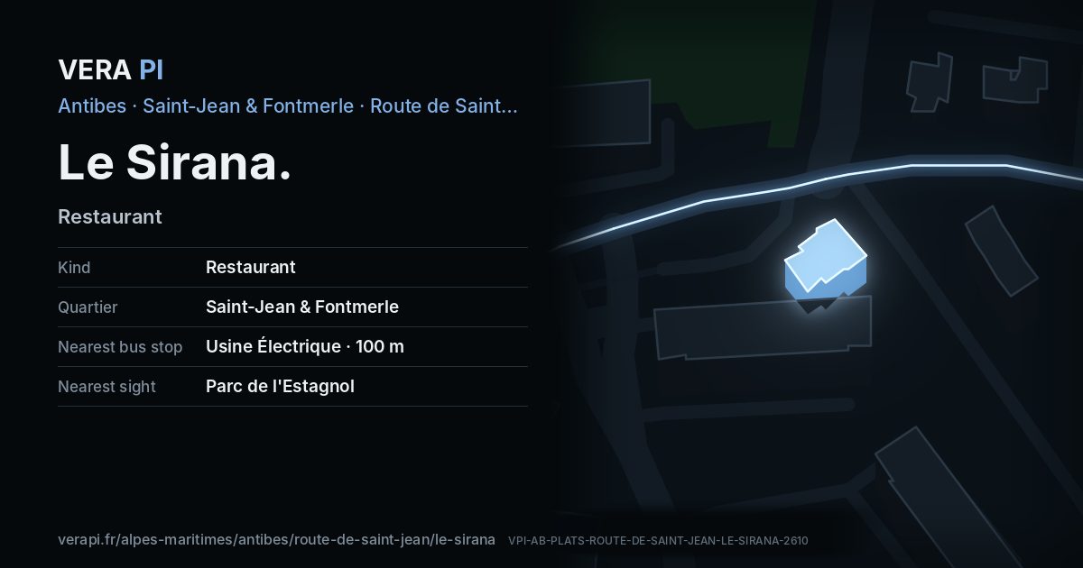 The VERA PI card for Le Sirana