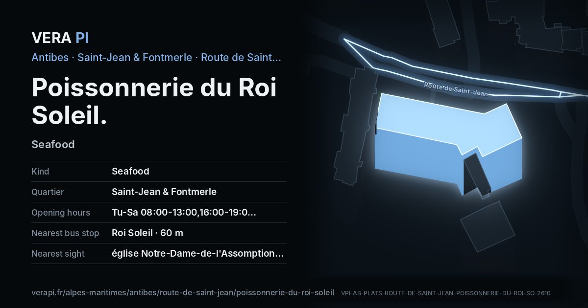 The VERA PI card for Poissonnerie du Roi Soleil