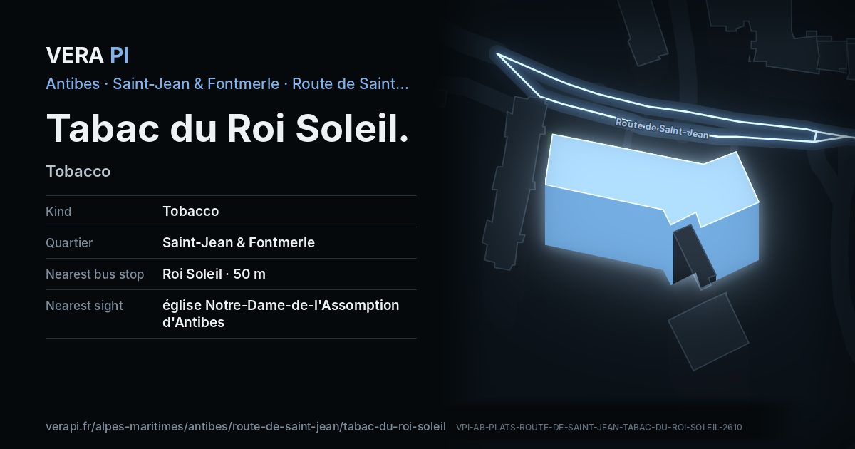 The VERA PI card for Tabac du Roi Soleil