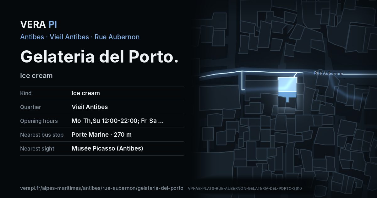 The VERA PI card for Gelateria del Porto