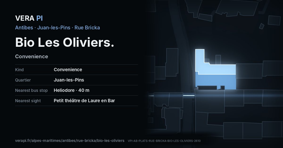 The VERA PI card for Bio Les Oliviers