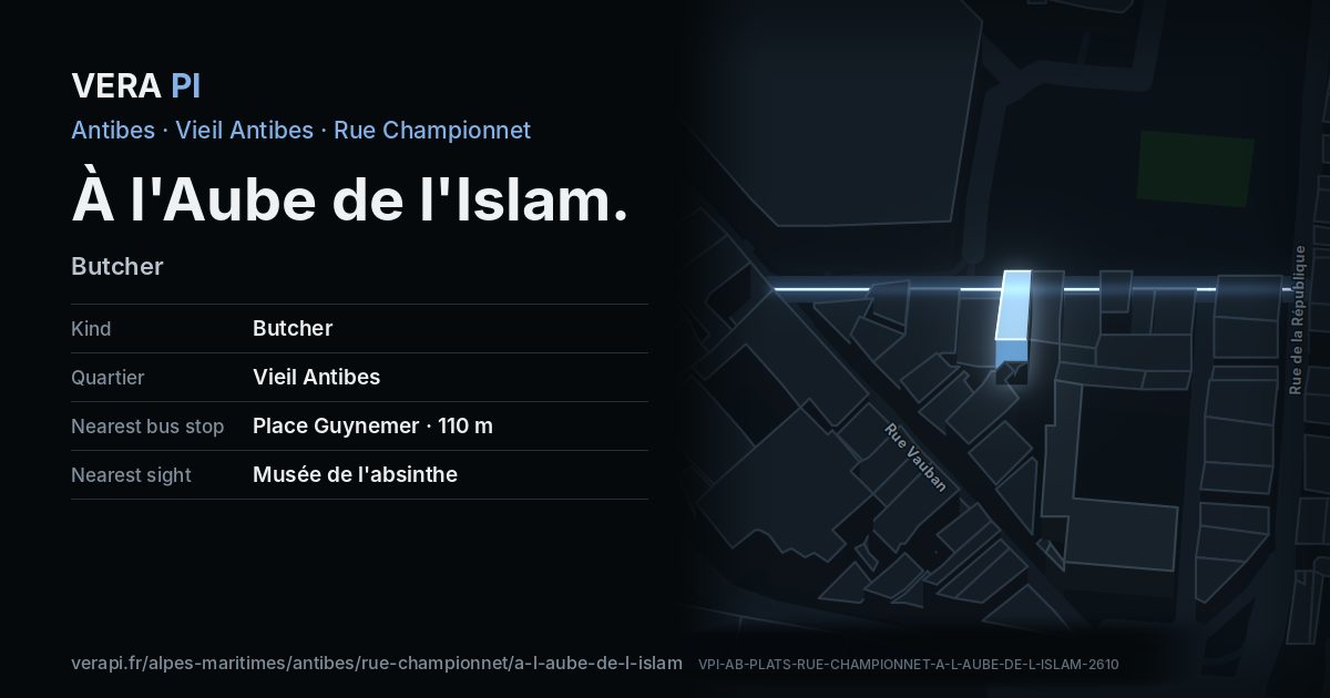 The VERA PI card for À l'Aube de l'Islam