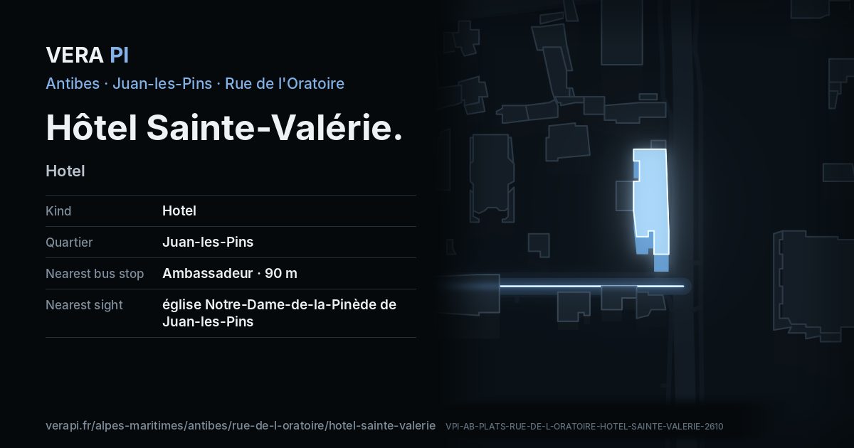 The VERA PI card for Hôtel Sainte-Valérie