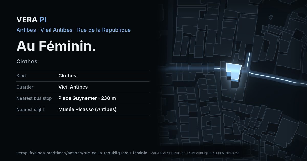 The VERA PI card for Au Féminin