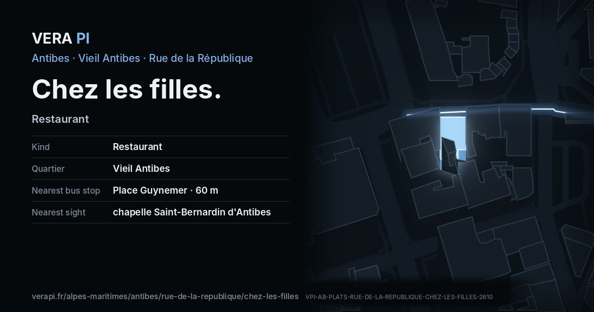 The VERA PI card for Chez les filles