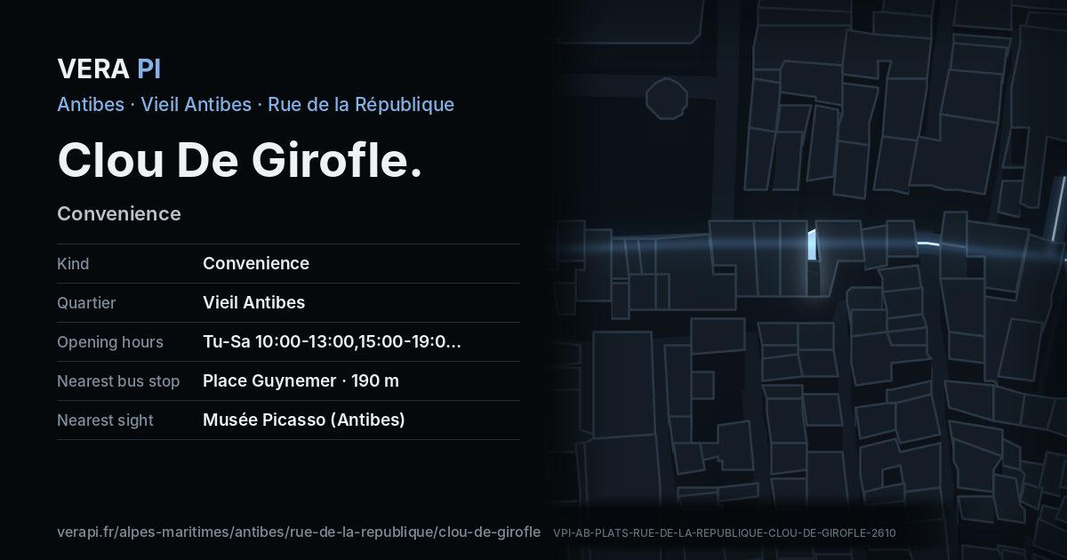 The VERA PI card for Clou De Girofle