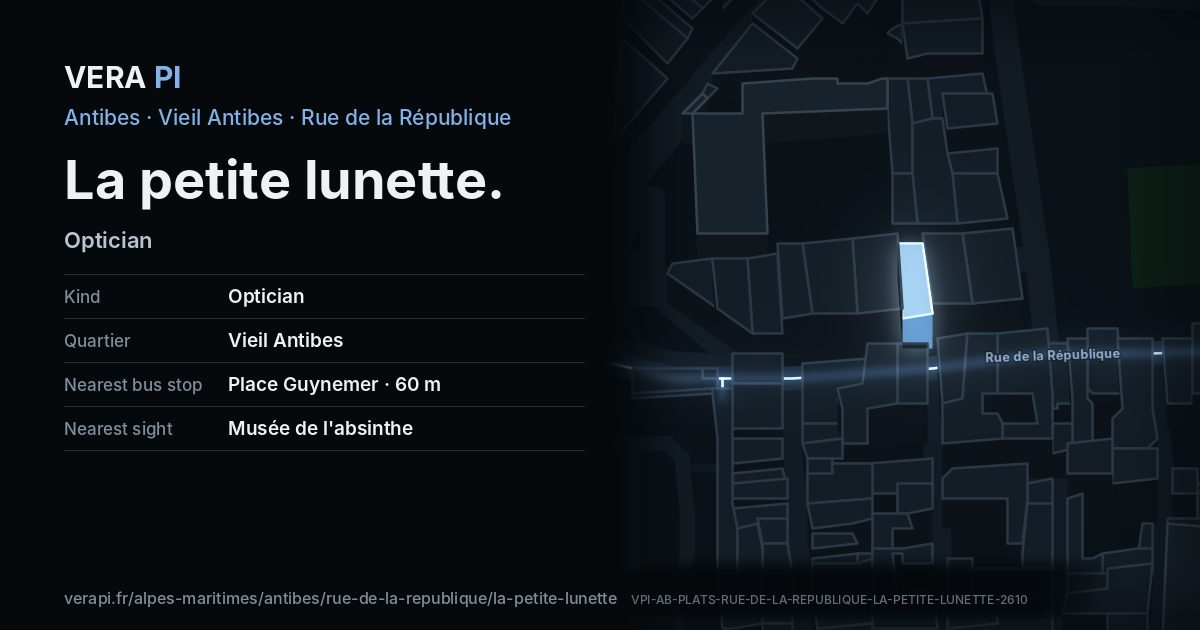 The VERA PI card for La petite lunette