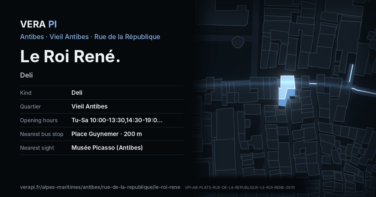 The VERA PI card for Le Roi René