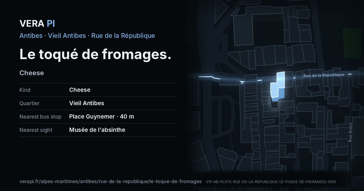 The VERA PI card for Le toqué de fromages