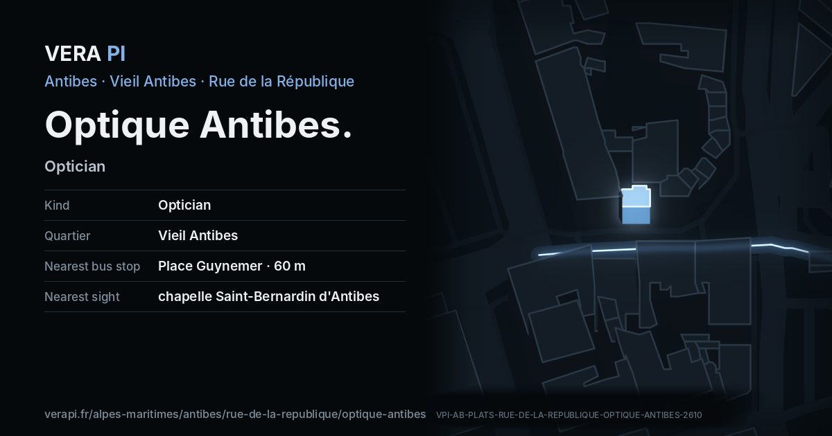 The VERA PI card for Optique Antibes