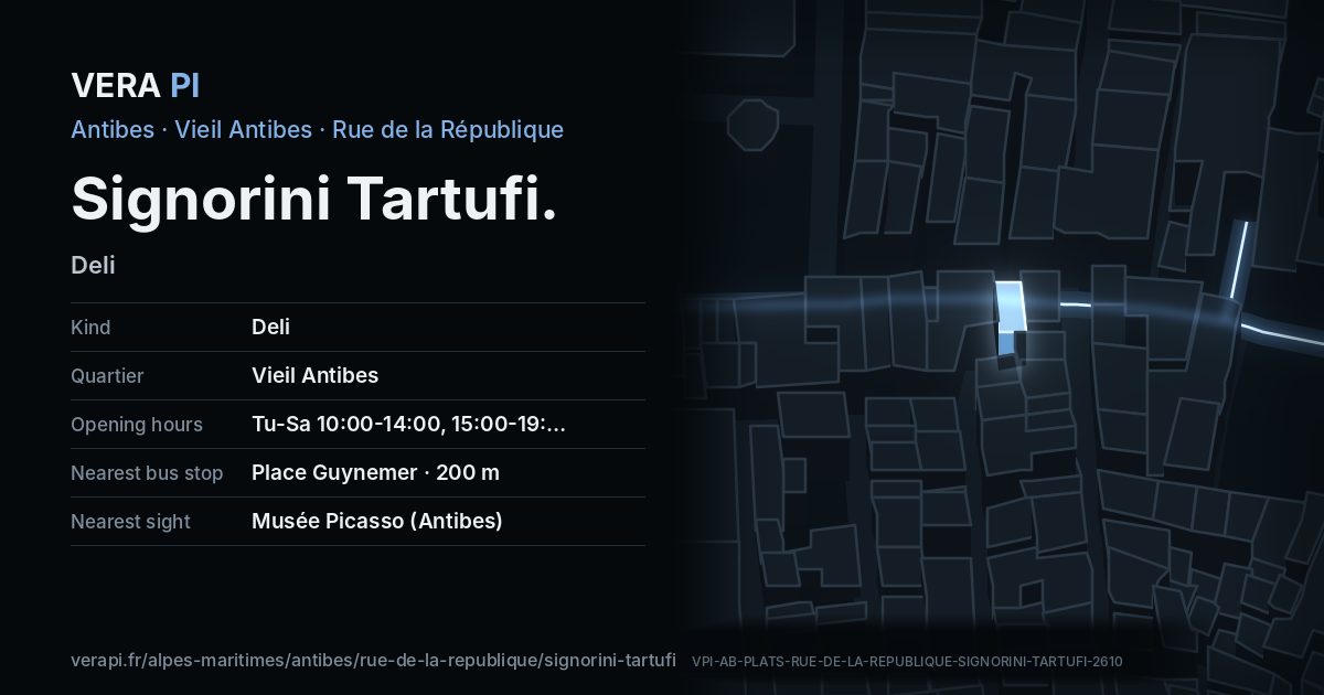 The VERA PI card for Signorini Tartufi