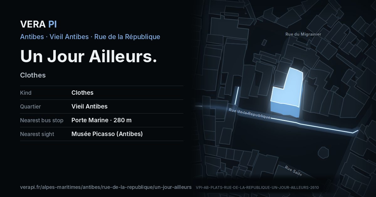 The VERA PI card for Un Jour Ailleurs