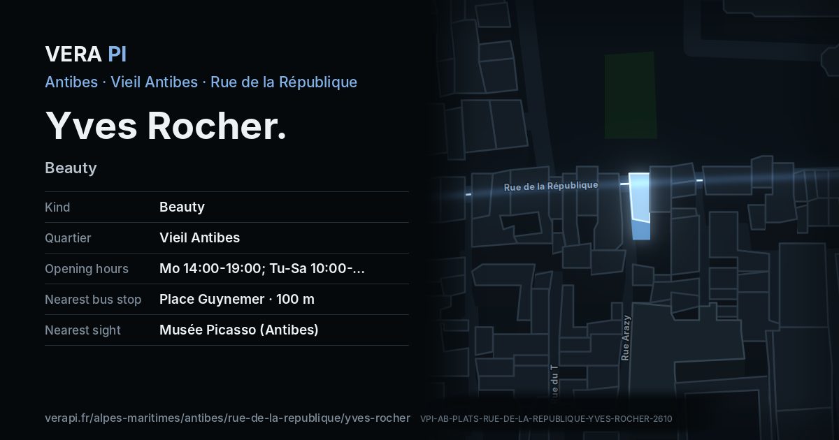 The VERA PI card for Yves Rocher