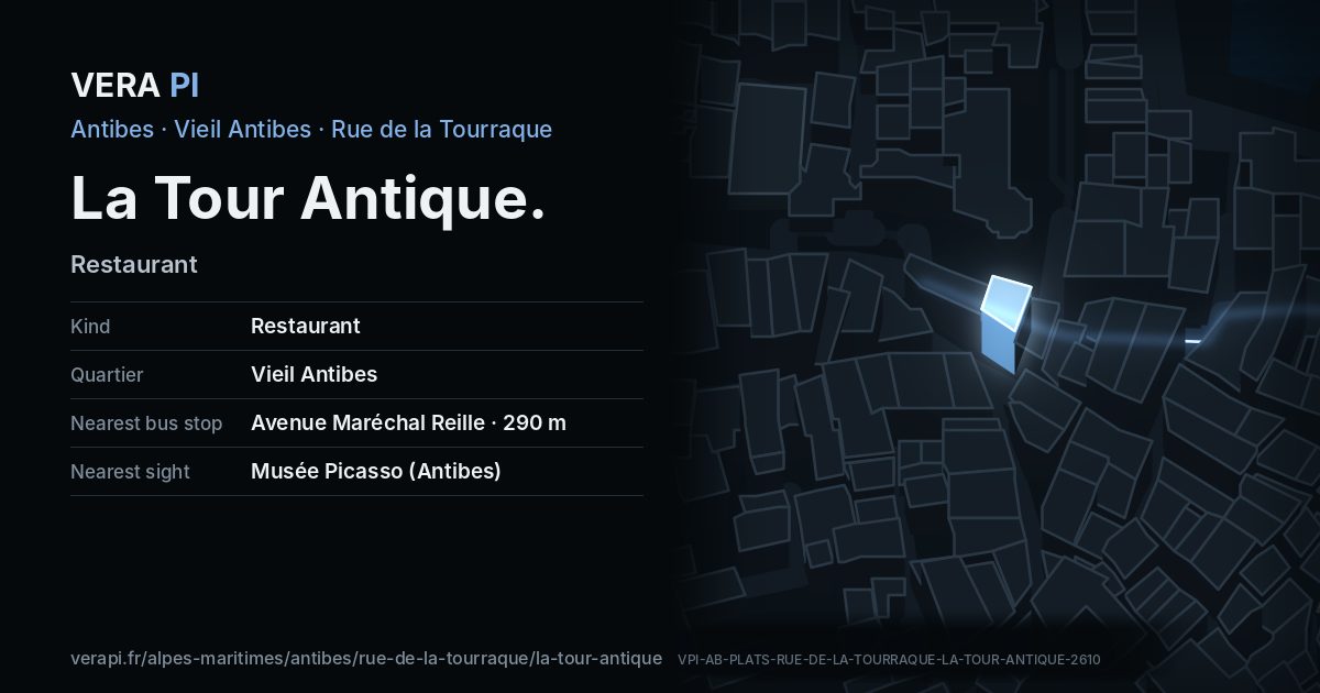The VERA PI card for La Tour Antique