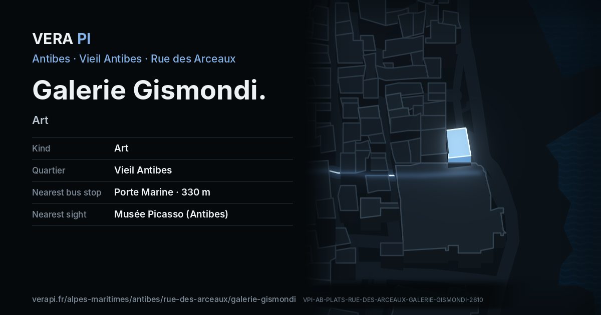 The VERA PI card for Galerie Gismondi