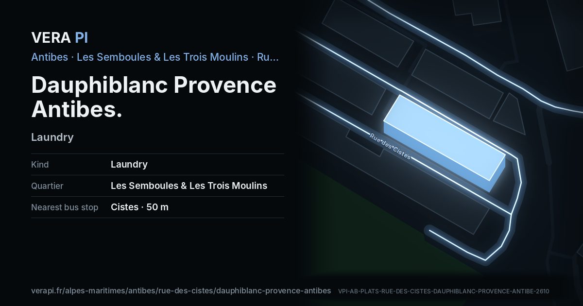 The VERA PI card for Dauphiblanc Provence Antibes