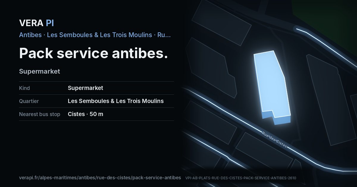 The VERA PI card for Pack service antibes