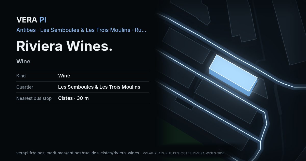 The VERA PI card for Riviera Wines
