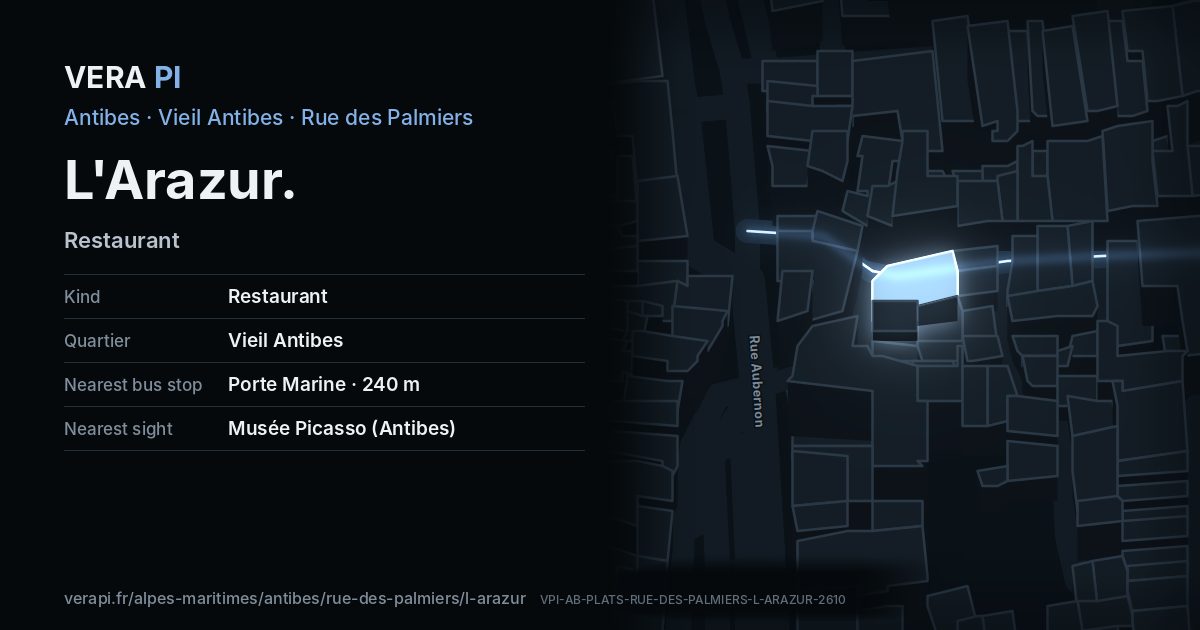 The VERA PI card for L'Arazur