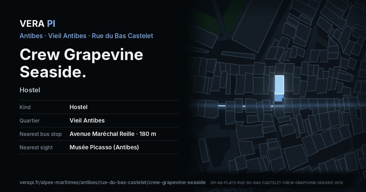 The VERA PI card for Crew Grapevine Seaside