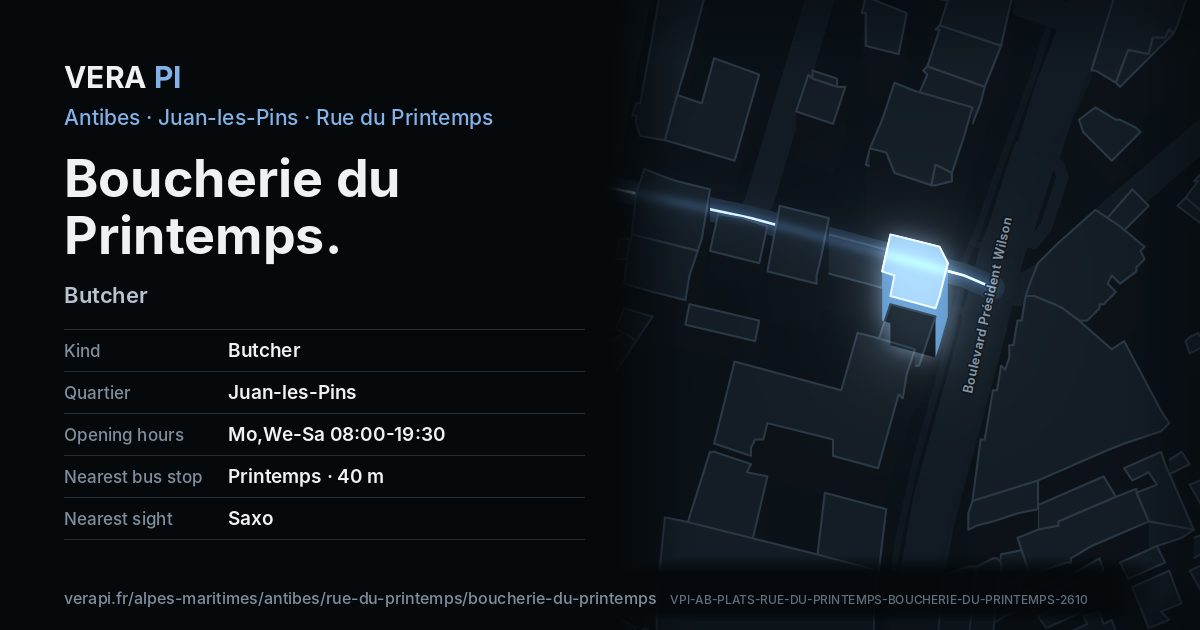 The VERA PI card for Boucherie du Printemps