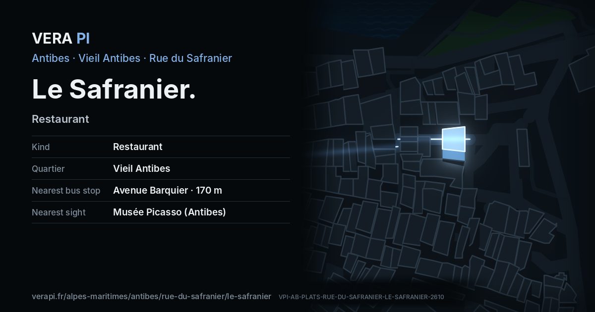 The VERA PI card for Le Safranier