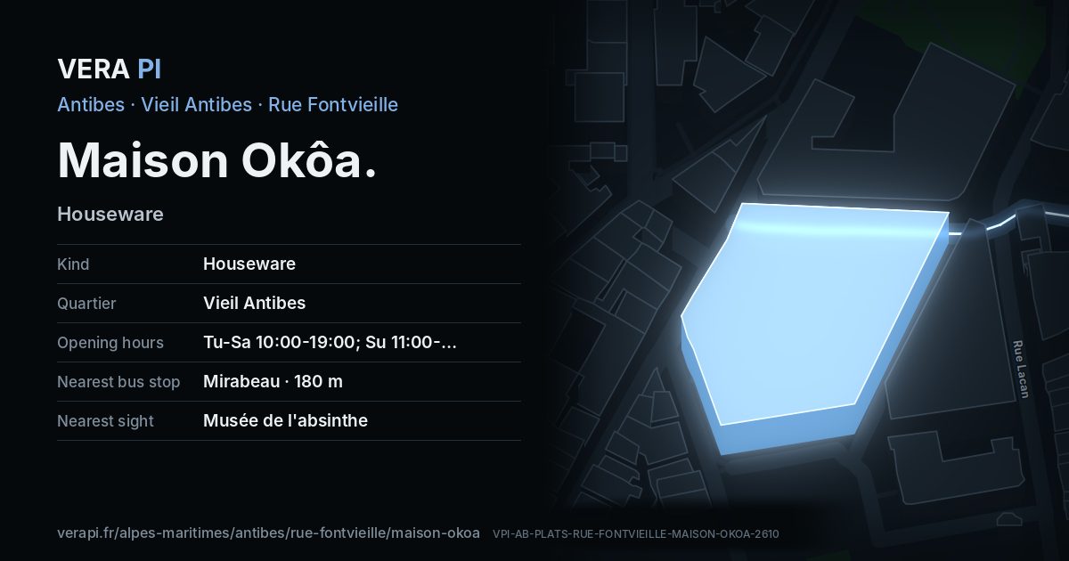 The VERA PI card for Maison Okôa