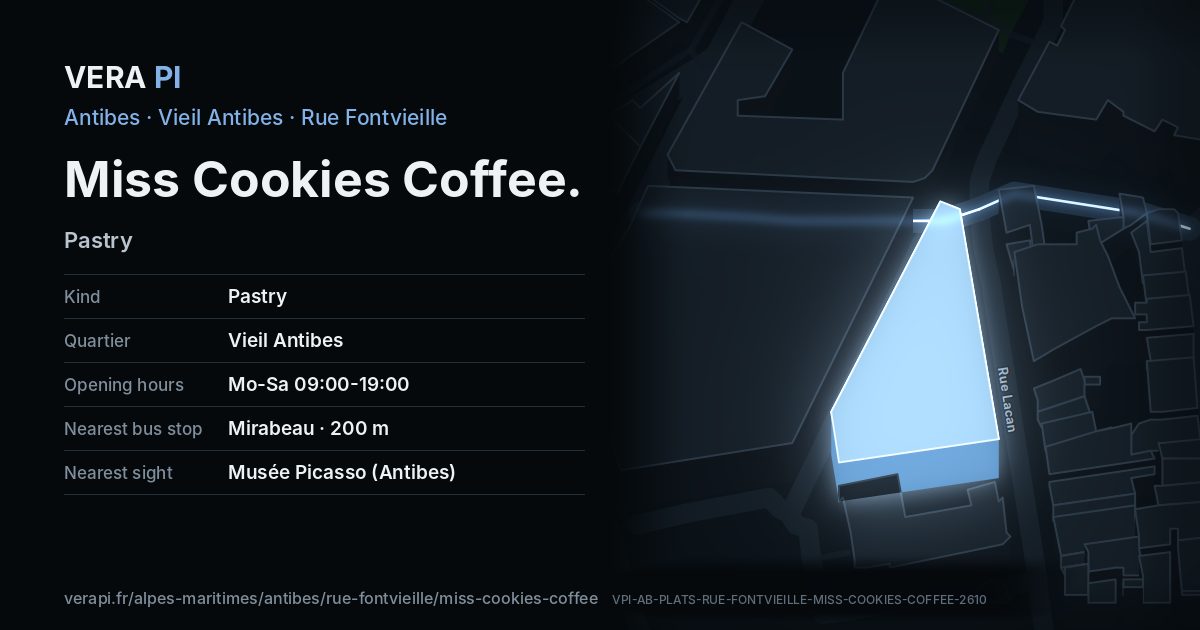 The VERA PI card for Miss Cookies Coffee