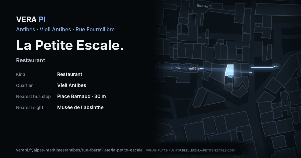 The VERA PI card for La Petite Escale