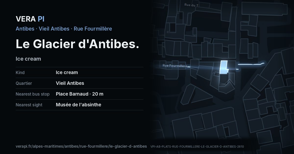The VERA PI card for Le Glacier d'Antibes