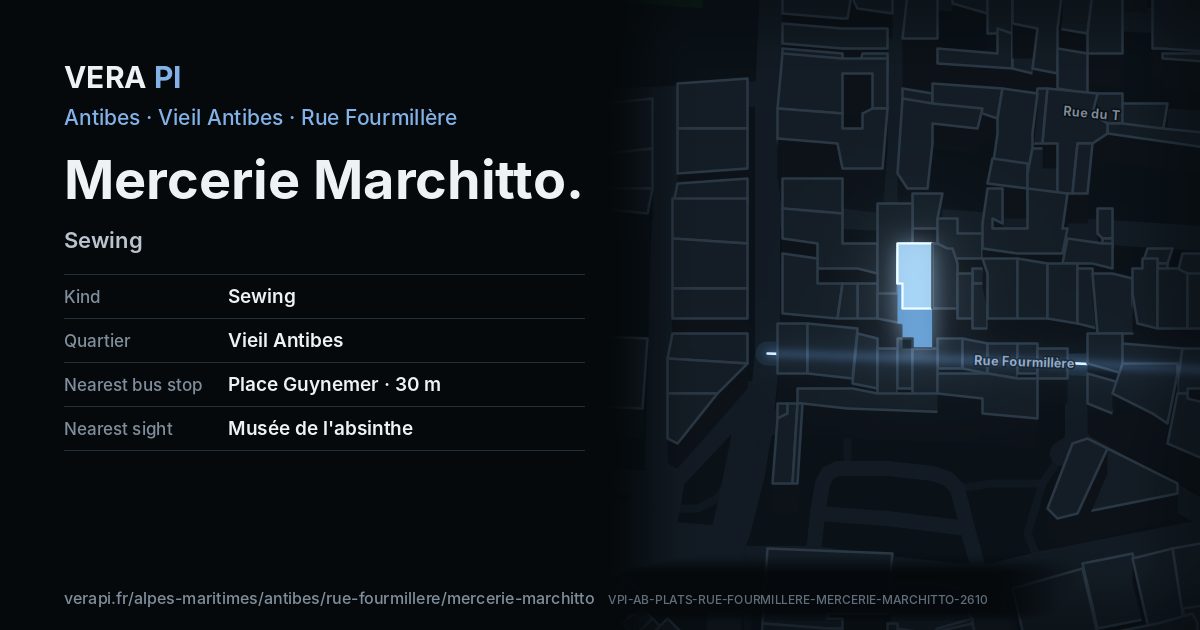 The VERA PI card for Mercerie Marchitto