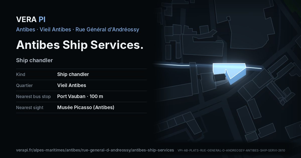 The VERA PI card for Antibes Ship Services