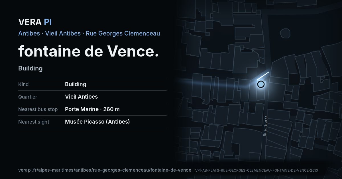 The VERA PI card for fontaine de Vence