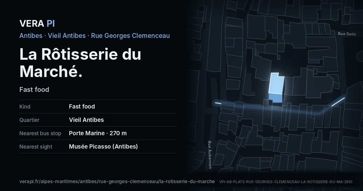 The VERA PI card for La Rôtisserie du Marché