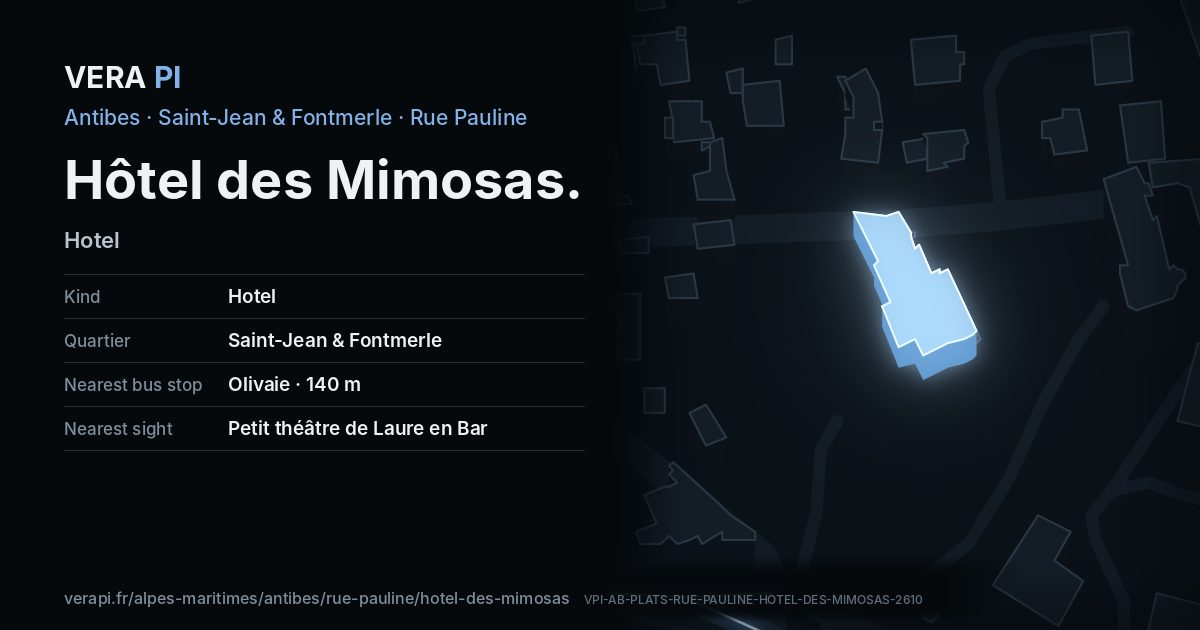 The VERA PI card for Hôtel des Mimosas