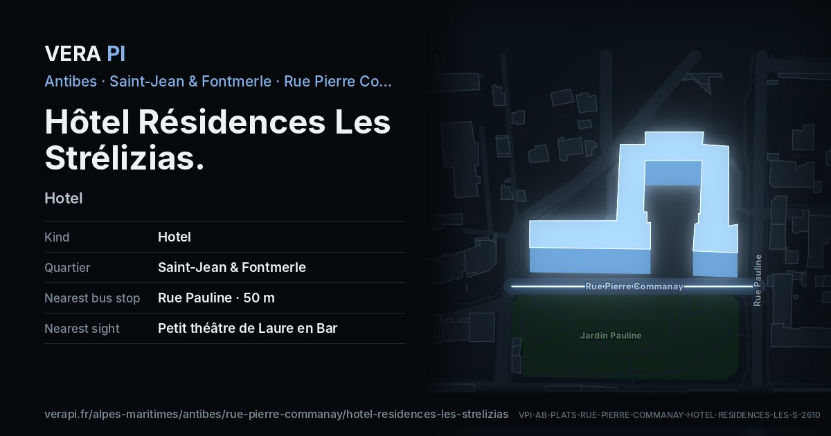The VERA PI card for Hôtel Résidences Les Strélizias
