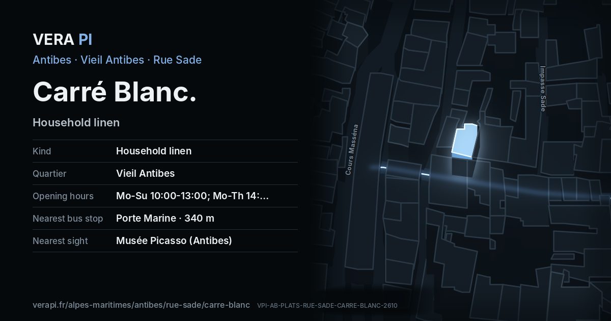 The VERA PI card for Carré Blanc