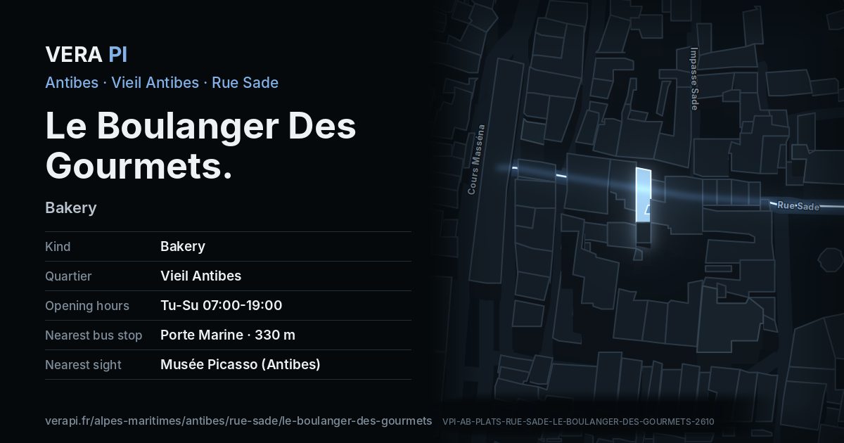 The VERA PI card for Le Boulanger Des Gourmets