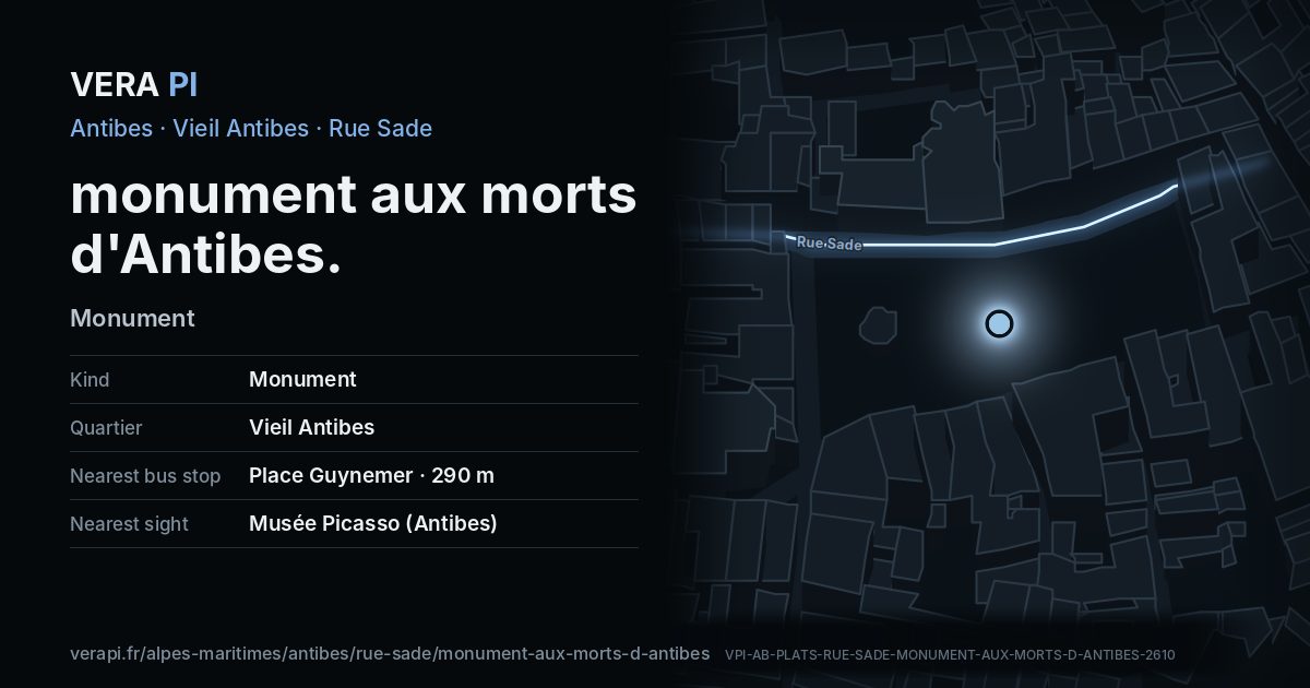 The VERA PI card for monument aux morts d'Antibes