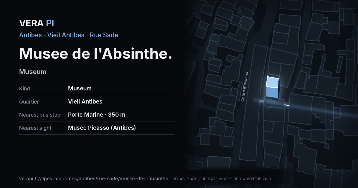 The VERA PI card for Musee de l'Absinthe