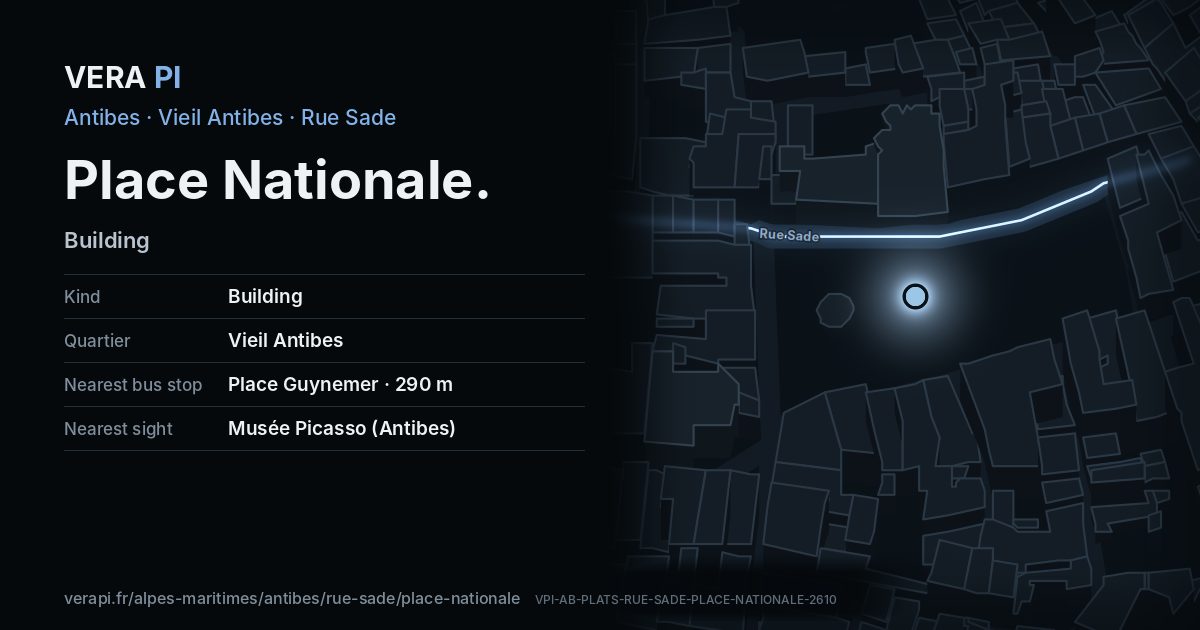 The VERA PI card for Place Nationale