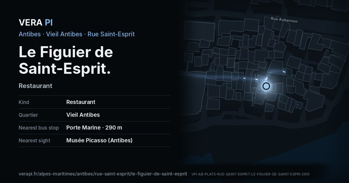The VERA PI card for Le Figuier de Saint-Esprit